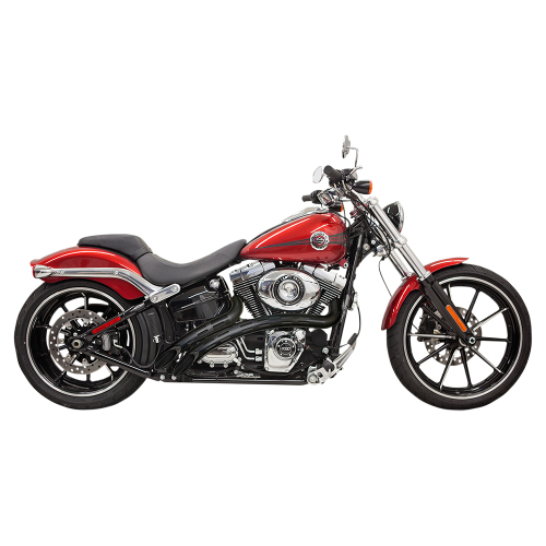 Bassani Manufacturing - Bassani Manufacturing Radial Sweepers Exhaust System - Black with Black Slotted Heat Shield - 1SD2FBB