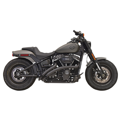 Bassani Manufacturing - Bassani Manufacturing Radial Sweeper 2-Into-2 Exhaust System - Black with Black Heat Shields - 1S21FB