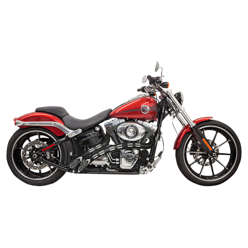 Bassani Manufacturing - Bassani Manufacturing Radial Sweepers Exhaust System - Chrome with Black Heat Shield with Holes - 1SD2FB