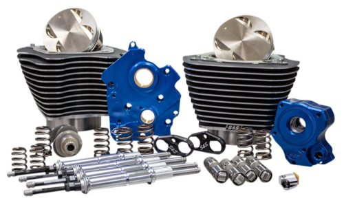 S&S Cycle - S&S Cycle 124in. Power Package - Chain Cam, Water Cooled, Chrome Pushrods, Wrinkle Black w/ Highlighted Fins - 310-1050B