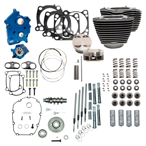 S&S Cycle - S&S Cycle 128in. Power Package for M8 - Gear Cam - Water Cooled - Wrinkle Black w/ Highlighted Fins - 310-1102A