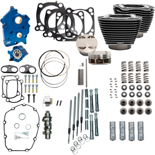 S&S Cycle - S&S Cycle 128in. Power Package for M8 - Chain Cam - Oil Cooled - Black Granite w/ Highlighted Fins - 310-1109B