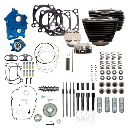S&S Cycle - S&S Cycle 124in. Power Package - Gear Cam, Oil Cooled, Black Pushrods, Wrinkle Black w/o Highlighted Fins - 310-1059A