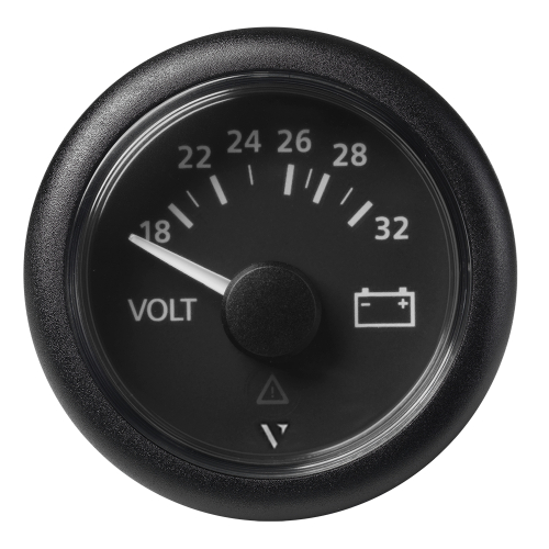 Veratron - Veratron 52mm (2-1/16") Viewline Voltmeter 18-32V - Black Dial &amp; Bezel