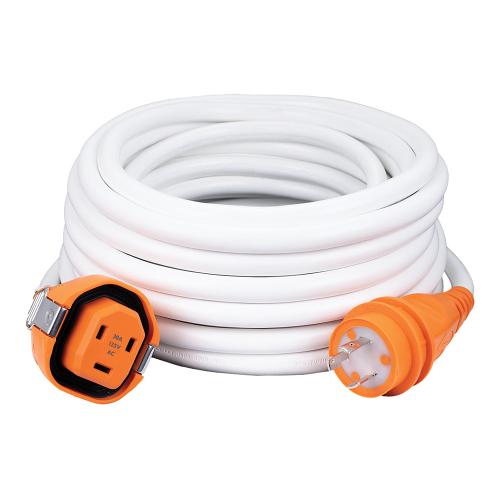 SmartPlug - SmartPlug 30AMP/125V Cordset Female, SmartPlug Boatside &amp; 30AMP Twist Type Dockside - White - 50'