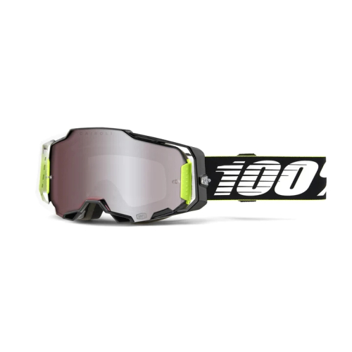 100% - 100% Armega Hiper Racr Goggles - 50003-00007 - Black/Mirror Silver Lens - OSFM
