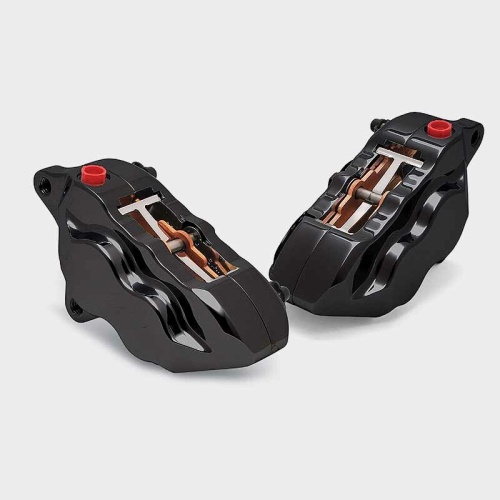 Hawg Halters Inc - Hawg Halters Inc 4 Piston Front Dual Brake Caliper Kit - Black - FKDDAB550