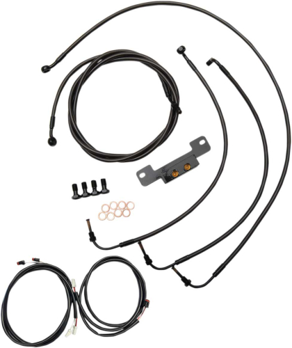 LA Choppers - LA Choppers Complete Handlebar Cable/Brake & Clutch Line/Wire Kit - Midnight Braided - LA-8055KT3-13M