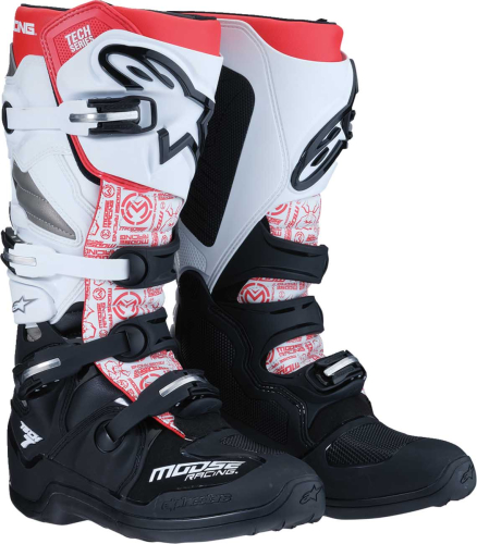 Moose Racing - Moose Racing Tech 7 Boots by Alpinestars - 0212024-1225-11 - Black/White/Red - 44