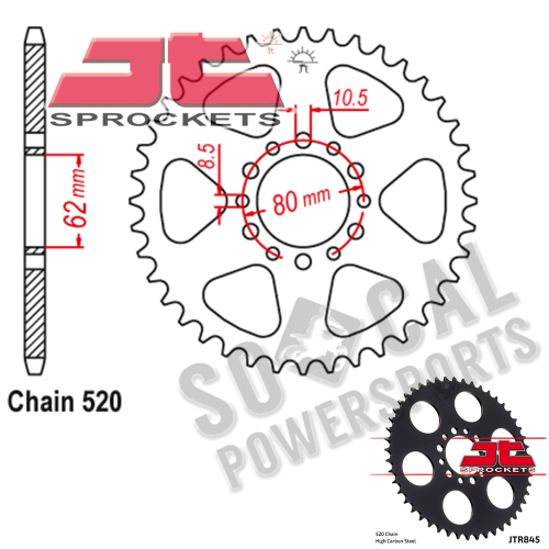 JT Sprockets - JT Sprockets Steel Rear Sprocket - 40T - JTR845.40
