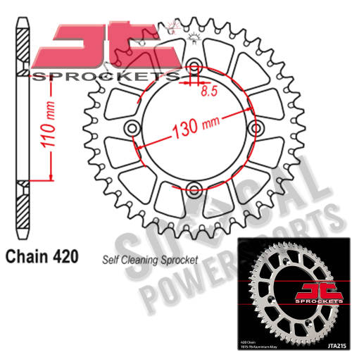 JT Sprockets - JT Sprockets RaceLite Aluminum Rear Sprocket - 51T - Black - JTA215.51