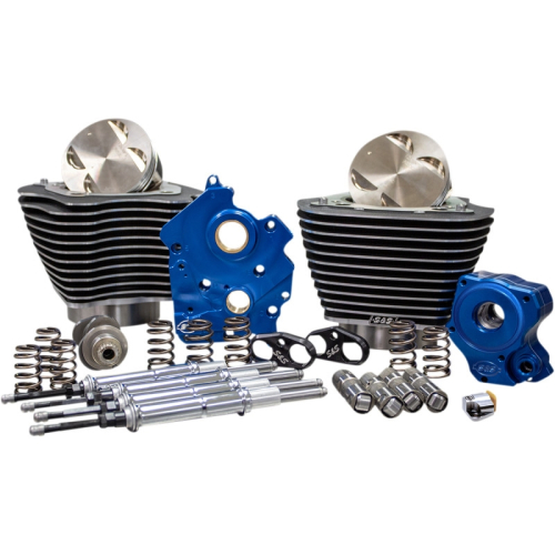 S&S Cycle - S&S Cycle 128in. Power Package for M8 - Chain Cam - Water Cooled - Wrinkle Black w/ Highlighted Fins - 310-1101B
