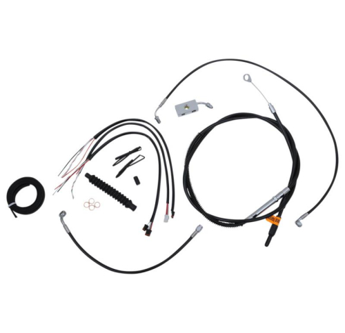LA Choppers - LA Choppers Complete Handlebar Cable and Brake Line Kit - Black Vinyl/Stainless - LA-8152KT2-19B