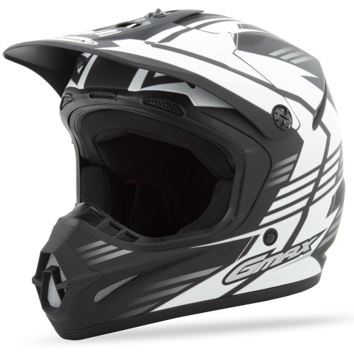 G-Max - G-Max GM46.2 Race Youth Helmet - G3466430 TC-15F - Flat Black/White - Small