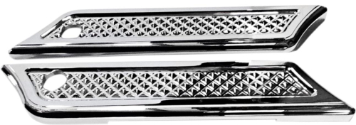 Eddie Trotta Designs - Eddie Trotta Designs Saddlebag Hinge Covers - Cross Cut Chrome - TC-982