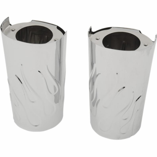 Drag Specialties - Drag Specialties Flame Fork Slide Covers - Stock Length - Chrome - 0411-0130