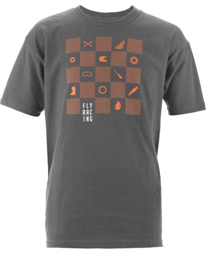 Fly Racing - Fly Racing Checkers Youth T-Shirt - 352-1096S - Charcoal - Small