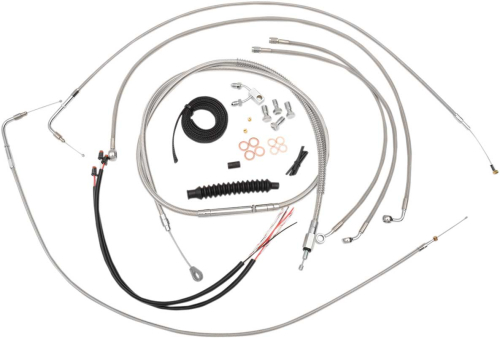 LA Choppers - LA Choppers Complete Handlebar Cable/Brake & Clutch Line/Wire Kit - Stainless Braided - LA-8122KT2-16