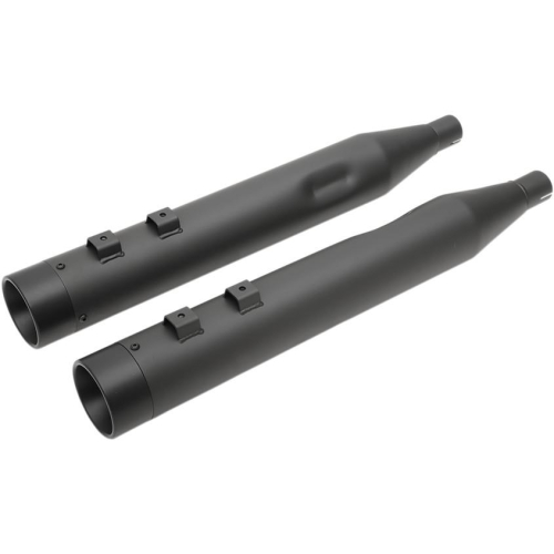 Drag Specialties - Drag Specialties 4in. Slip-Ons - Black with Black Billet Aluminum End Caps - 1801-1263