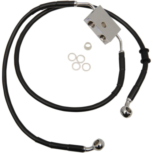 Drag Specialties - Drag Specialties Extended Length Stainless Steel Front Brake Line Kit - +12in. - Black Vinyl - 1741-5327