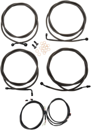 LA Choppers - LA Choppers Complete Handlebar Cable/Brake & Clutch Line/Wire Kit - Midnight Braided - LA-8054KT3-08M