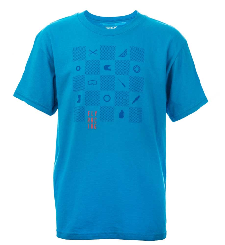 Fly Racing - Fly Racing Checkers Youth T-Shirt - 352-1098M - Turquoise - Medium