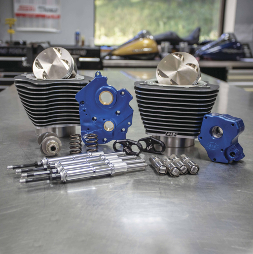 S&S Cycle - S&S Cycle 124in. Power Package - Chain Cam, Water Cooled, Chrome Pushrods, Wrinkle Black w/ Highlighted Fins - 310-1050