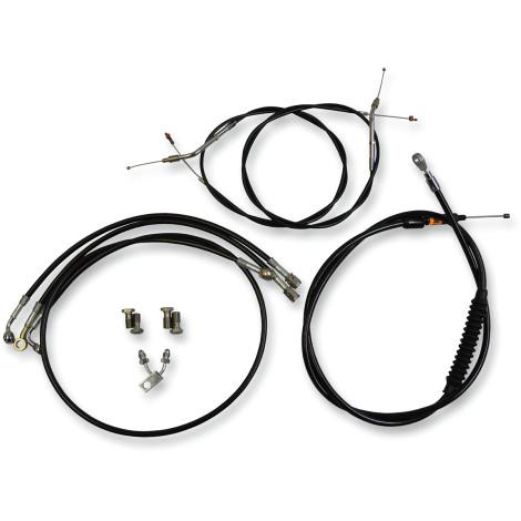 LA Choppers - LA Choppers Standard Handlebar Cable/Brake & Clutch Line/Wire Kit - Black Vinyl/Stainless - LA-8123KT-16B