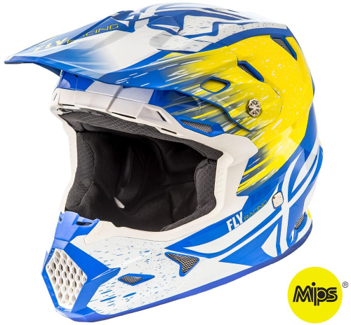 Fly Racing - Fly Racing Toxin Resin Helmet  - 73-8527-7-L - White/Yellow/Blue - Large
