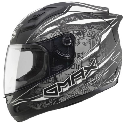 G-Max - G-Max GM69 Mayhem Helmet - G7693456 TC-17 - Mayhem Matte Black/Silver/White - Large
