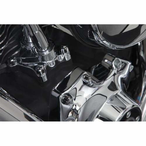 Ciro - Ciro 5/16in. Add-On Engine Bolt Cap Set - Diamond-Cut - Chrome/Black (6 pc.) - 70010