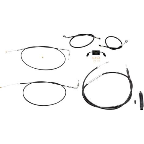 LA Choppers - LA Choppers Standard Handlebar Cable/Brake & Clutch Line/Wire Kit - Black Vinyl/Stainless - LA-8231KT-19B