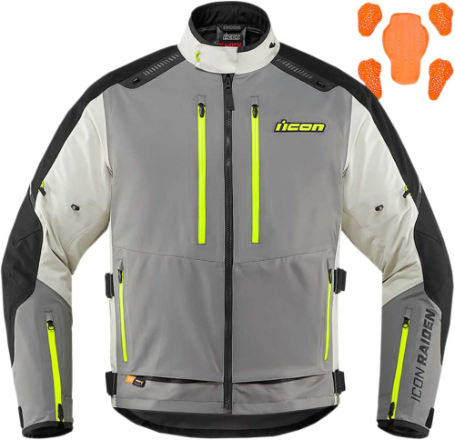 Icon - Icon Raiden Jacket - 2820-5003 - Gray/Hi-Viz - Medium