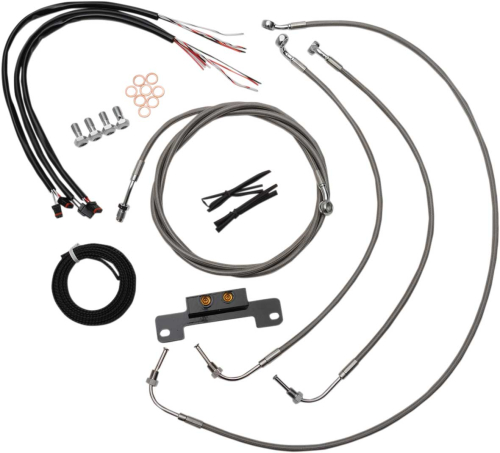 LA Choppers - LA Choppers Complete Handlebar Cable/Brake & Clutch Line/Wire Kit - Stainless Braided - LA-8055KT2-08