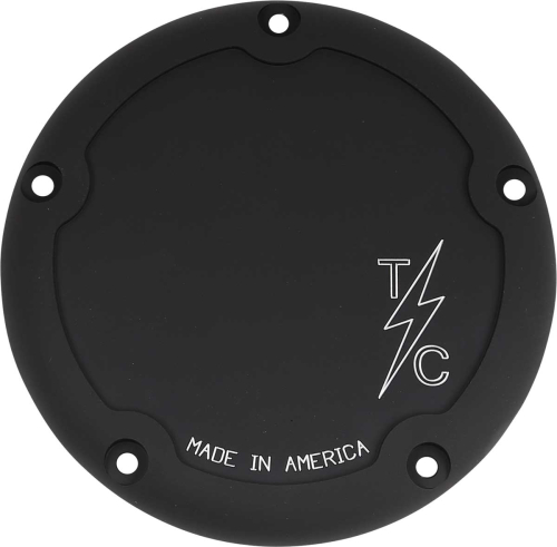 Thrashin Supply Company - Thrashin Supply Company Dished Derby Cover - Machine-Cut Black Anodized - TSC-3013-4