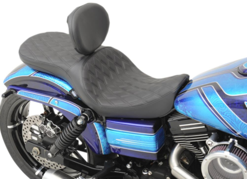 Drag Specialties - Drag Specialties Low Profile Touring Seat w/ Driver Backrest Option - Double Diamond Stitch - 0803-0557