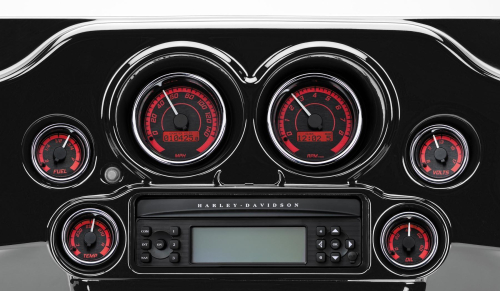 Dakota Digital - Dakota Digital MVX-8K Oil Temp Gauge - Black/Red Background - Chrome Bezel - MVX-8K-T-KR-C