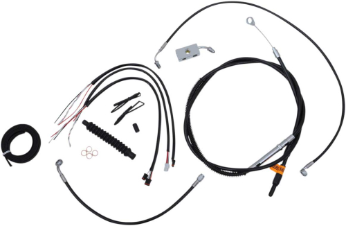 LA Choppers - LA Choppers Complete Handlebar Cable and Brake Line Kit - Black Vinyl/Stainless - LA-8152KT2-13B