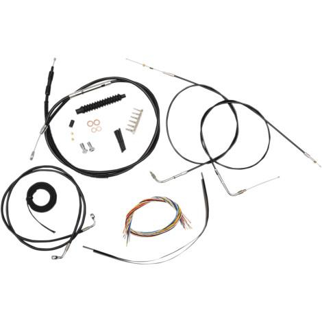 LA Choppers - LA Choppers Complete Handlebar Cable/Brake & Clutch Line/Wire Kit - Black Vinyl/Stainless - LA-8230KT2-19B