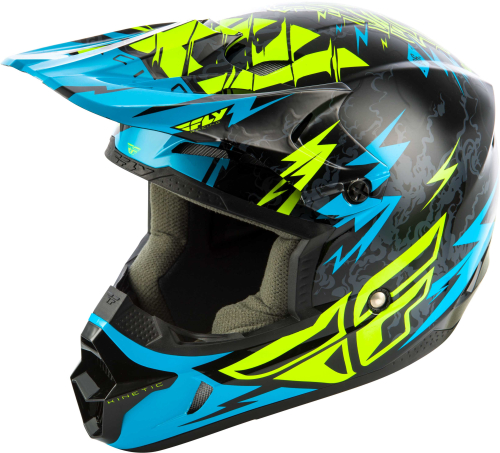 Fly Racing - Fly Racing Kinetic Shocked Youth Helmet - 73-3456-2 - Black/Teal - Medium
