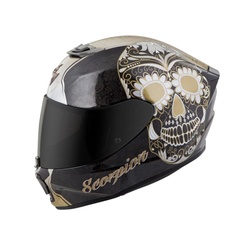 Scorpion - Scorpion EXO-R420 Sugarskull Helmet - 42-1225 - Black/Gold - Large