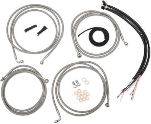 LA Choppers - LA Choppers Complete Handlebar Cable and Brake Line Kit - Black Vinyl/Stainless - LA-8006KT2B-08B