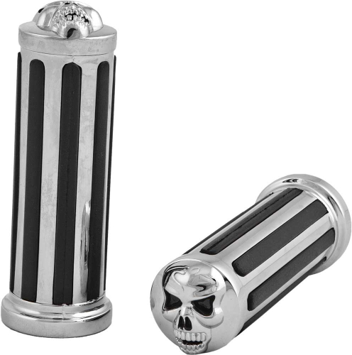 HardDrive - HardDrive Rail Style Grips with Skull Head End Caps - Black Rubber - 72-328