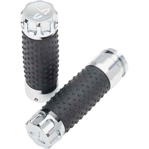 Drag Specialties - Drag Specialties Custom Grips - Chrome with Textured Rubber Sleeves - H17-05A6CT