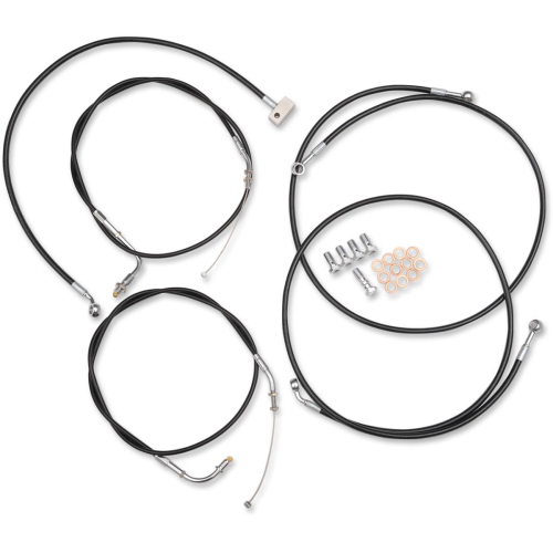 Baron Custom Accessories - Baron Custom Accessories Handlebar Cable/Line Kit - 16in - Black Vinyl - BA-8023KT-16B
