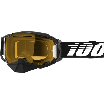 100% - 100% Armega Snow Goggles - 50007-00001 - Black Essential/Black/White / Yellow Lens - OSFM