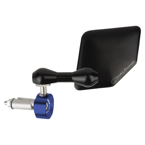 Driven Racing - Driven Racing Halo Left Side Bar End Mirror - Stainless Steel - Blue - DHBML-BL