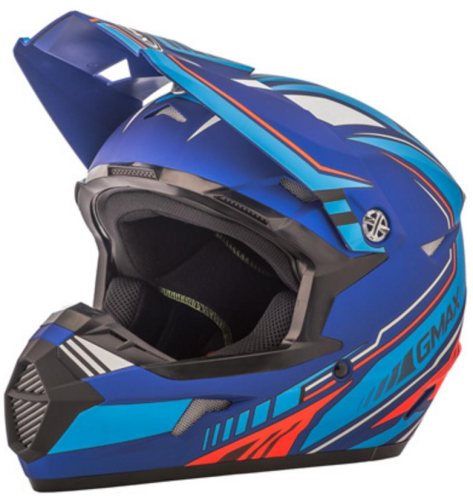 G-Max - G-Max MX46 Uncle Helmet - G3467723 TC-25 - Flat Blue/Hi-Red - X-Small