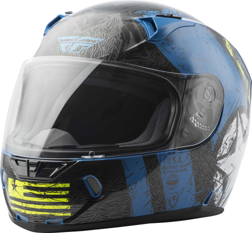 Fly Racing - Fly Racing Revolt FS Liberator Helmet - 73-8372-2 - Gloss Blue/Hi-Vis - Small