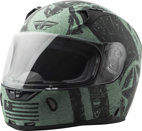 Fly Racing - Fly Racing Revolt FS Liberator Helmet - 73-8374-6 - Matte Black/Green - 2XL
